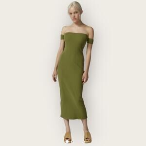 Urban Outfitters Spencer Off The Shoulder Knit Midi Dress Medium Green Feminine